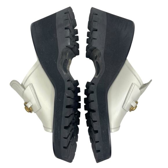 Gucci Cordovan Horsebit Open Toe Platform Slide Sandal Dusty White Size 41 - Picture 6 of 14